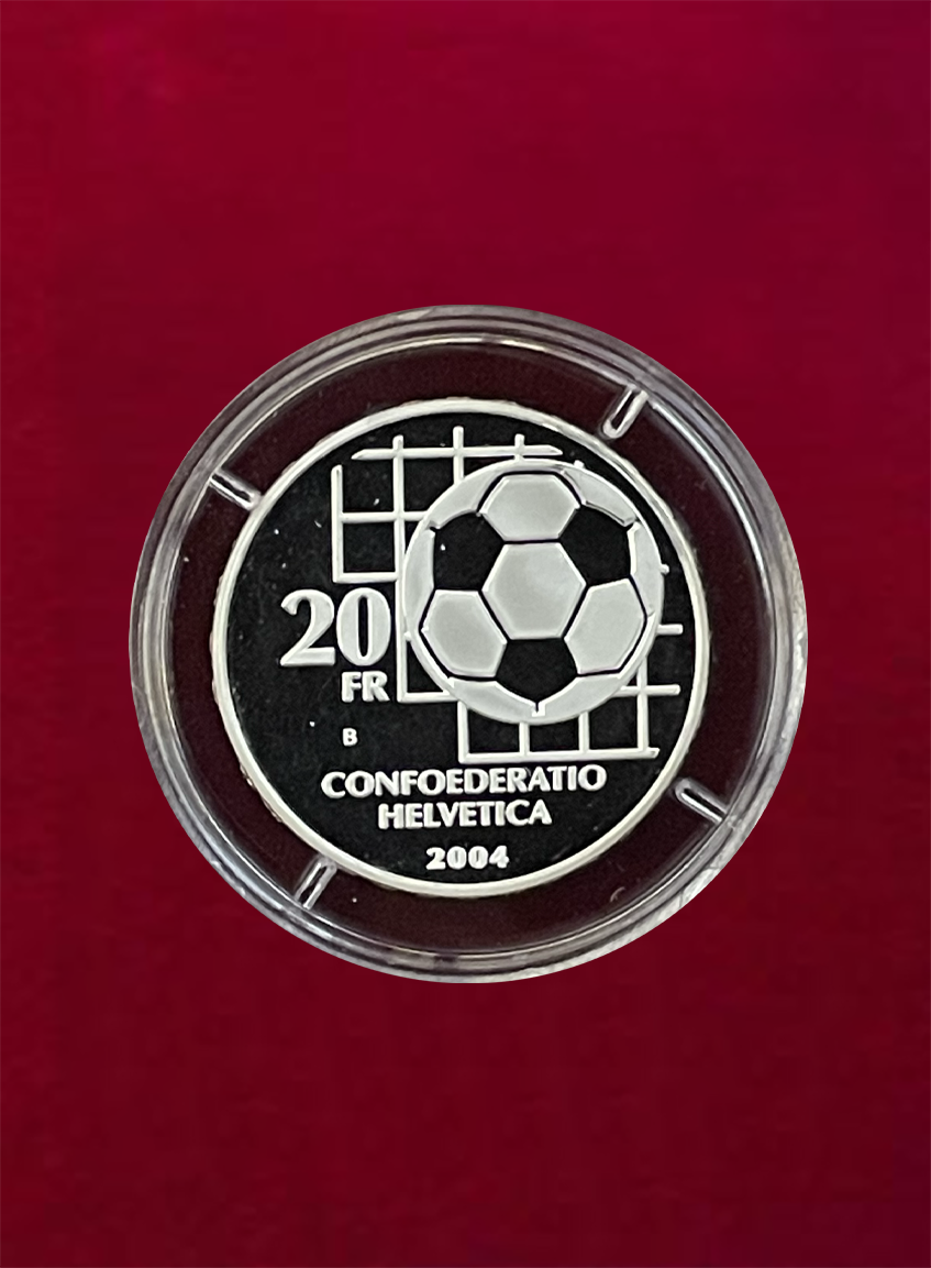 スイス】20フラン（FRANCS）FIFA100周年記念銀貨 2004 B プルーフ ケース付き［B-0000005］ – ワールドコインズ・ジャパン