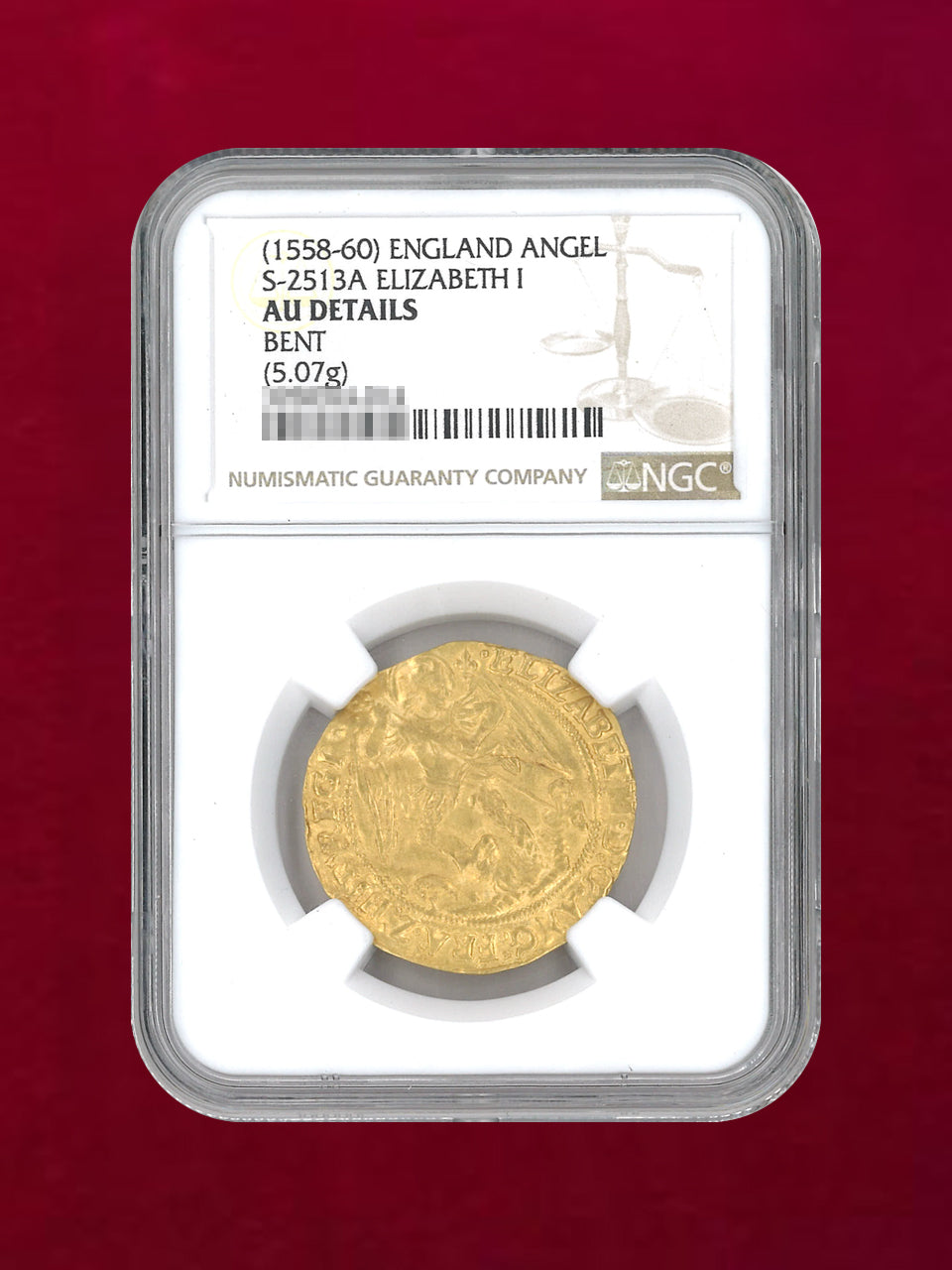 イングランド】エンジェル 金貨 1558-60 S-2513A ELIZABETH I NGC AU