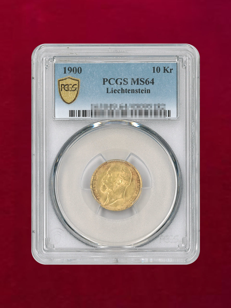 リヒテンシュタイン】10クローネ 金貨 1900 PCGS MS64［A