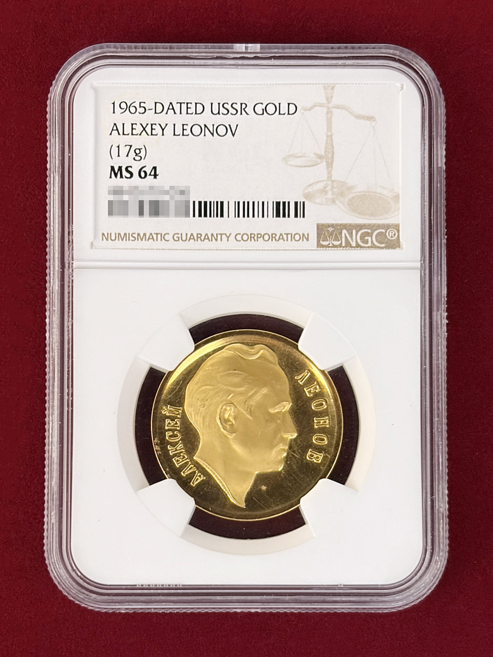 ロシア】アレクセイ・レオーノフ 金製メダル(17g) 1965銘 NGC MS64［A