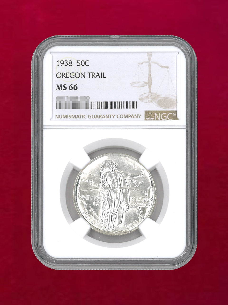 アメリカ】50セント 銀貨 1938 OREGON TRAIL NGC MS66［B-0000099