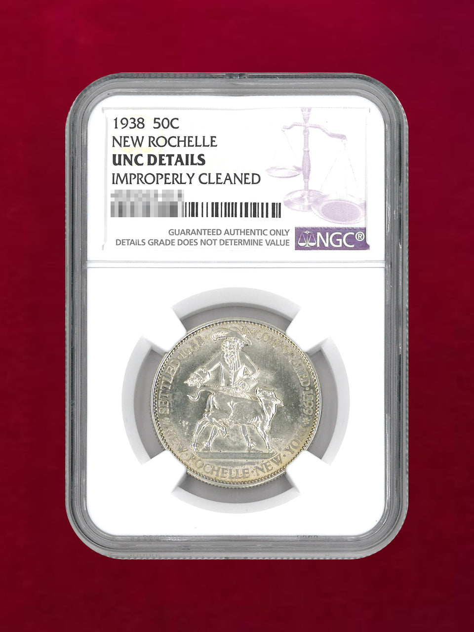 アメリカ】50セント銀貨 1938 NEW ROCHELLE NGC UNC DETAILS IMPROPERLY CLEANED［B-0 –  ワールドコインズ・ジャパン