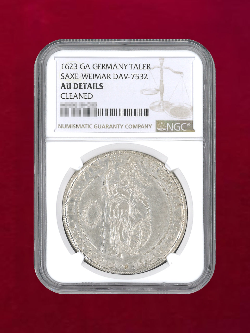 ドイツ・ザクセン・ワイマール】ターラー 銀貨 SAXE-WEIMAR 1623GA NGC