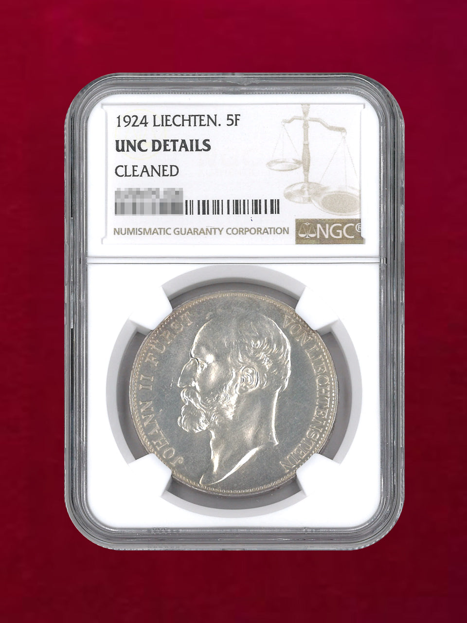 リヒテンシュタイン】5フラン 銀貨 1924 NGC UNC DETAILS CLEANED［B-0000254］ – ワールドコインズ・ジャパン