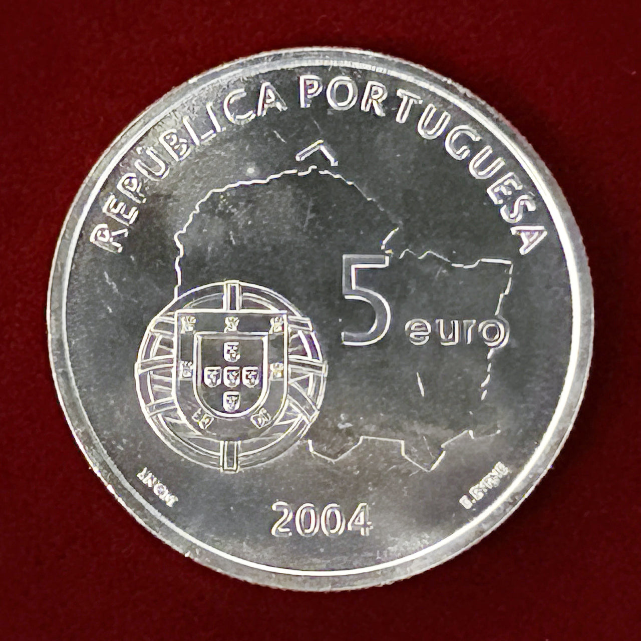 ポルトガル】ユネスコ世界遺産 エヴォラ歴史地区 5ユーロ 銀貨 2004［B