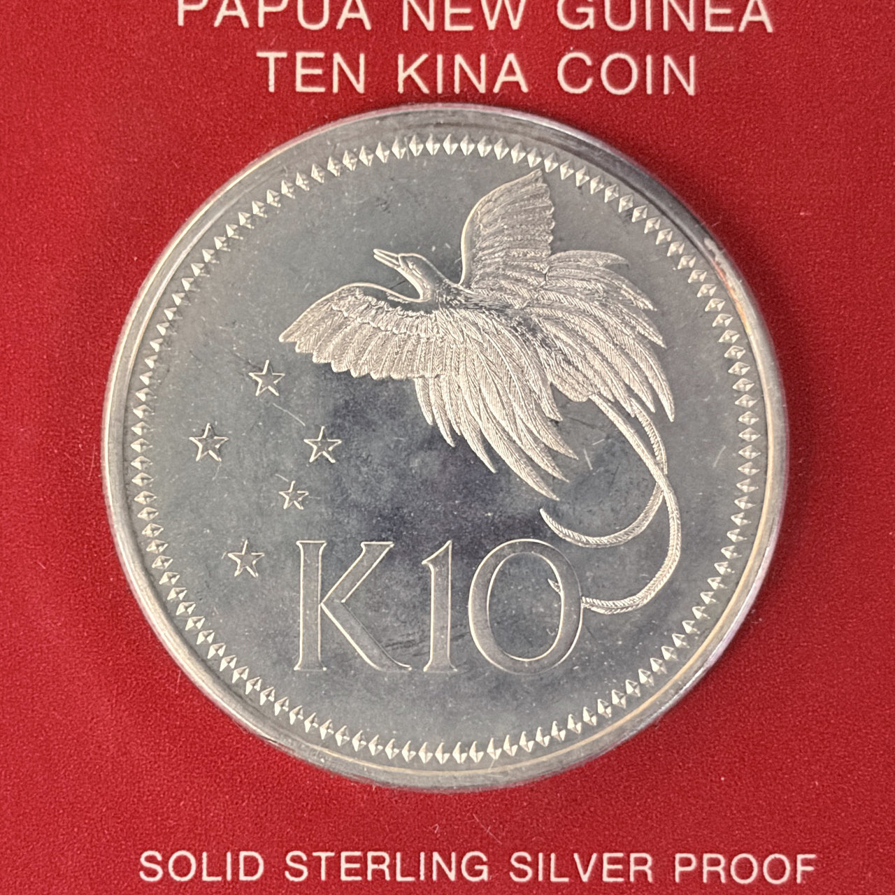 パプアニューギニア】極楽鳥 10キナ 銀貨 プルーフ 1978［B-0000649