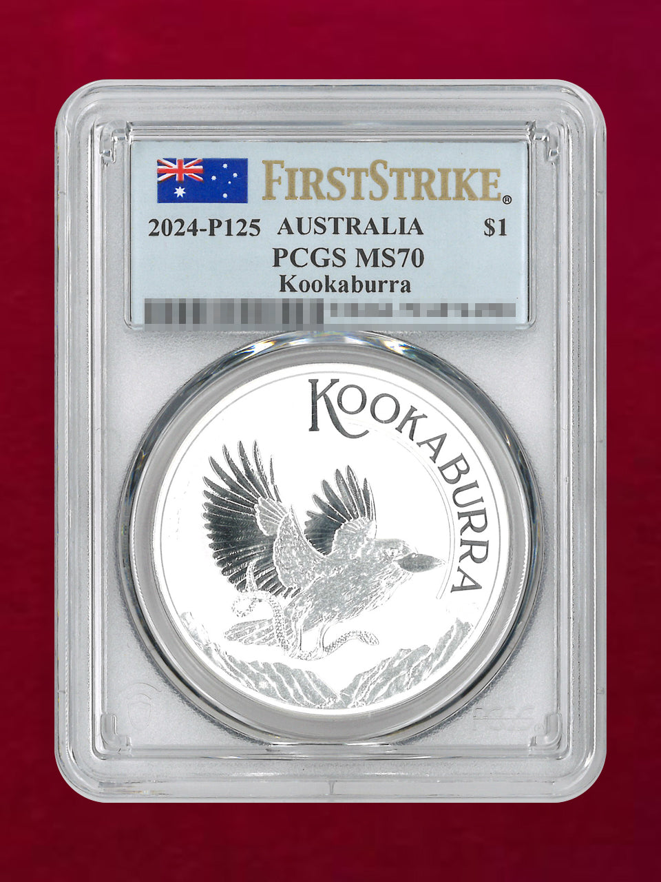 オーストラリア】ワライカワセミ 1ドル 銀貨 2024 PCGS MS70［B