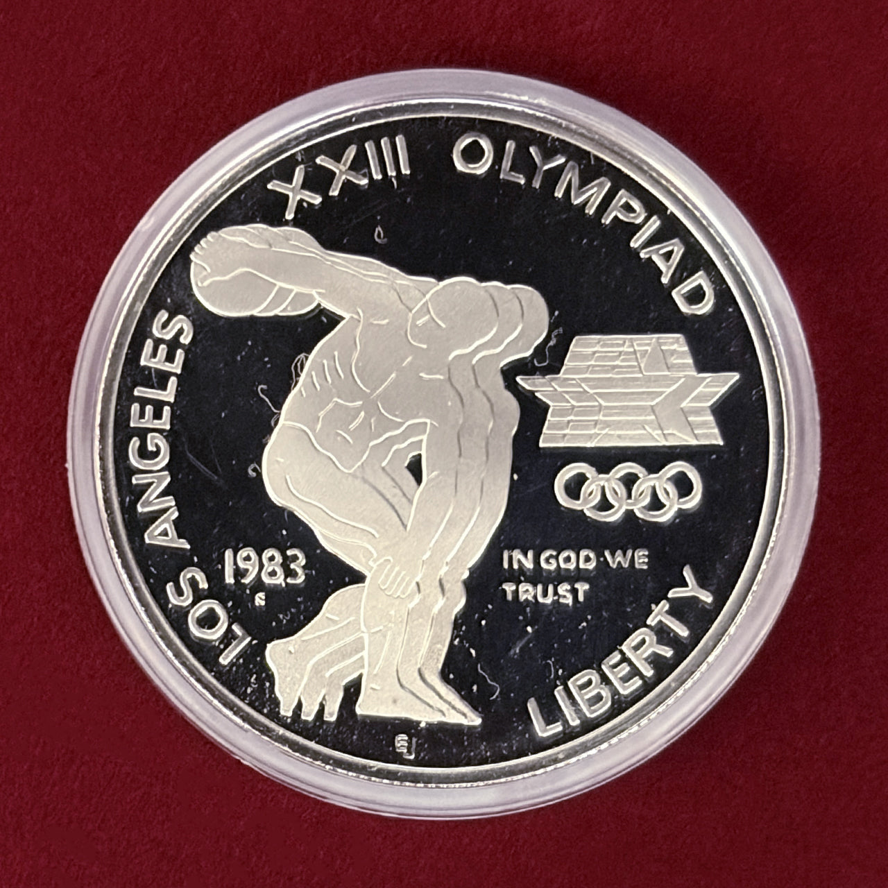 アメリカ】ロサンゼルスオリンピック記念 1ドル 銀貨 プルーフ 1983［B