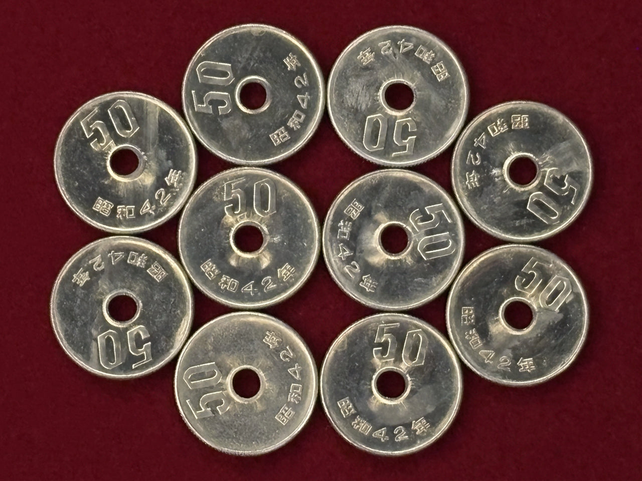 Japan] 50 yen cupronickel coin, set of 10, 1967 [C-0000591