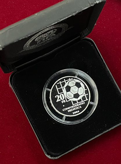 [Switzerland] 20 Francs (FRANCS) FIFA 100th Anniversary Silver Coin 2004 B Proof with Case [B-0000005]