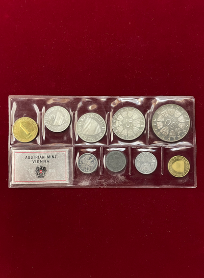 [Austria] Proof set, 9 coins including silver coins, 1966 [C-0000005]