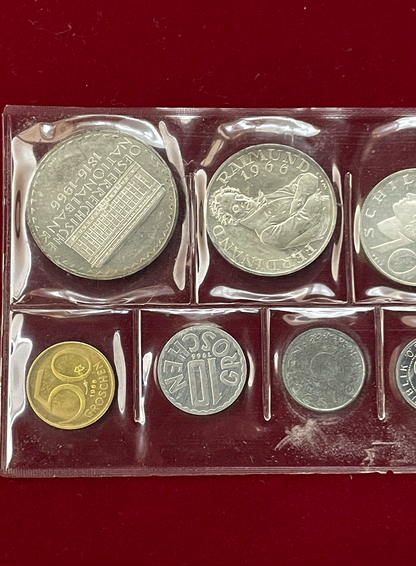 [Austria] Proof set, 9 coins including silver coins, 1966 [C-0000005]