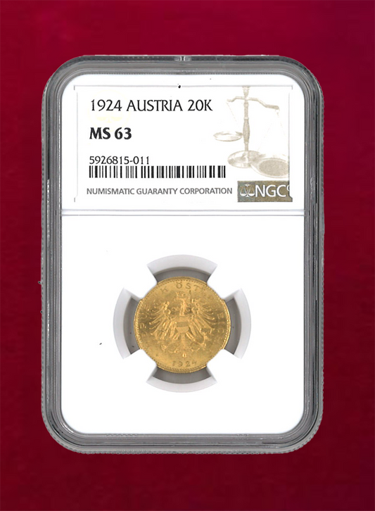 [Austria] 20K 1924 NGC MS63 [A-0000004]