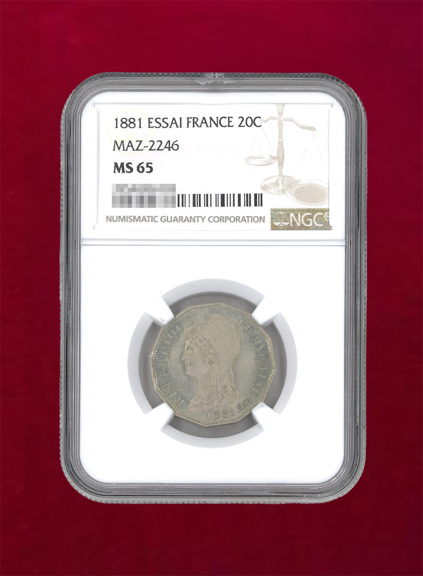 [France] 20 centimes 1881 ESSAI FRANCE NGC MS65 [B-0000010]