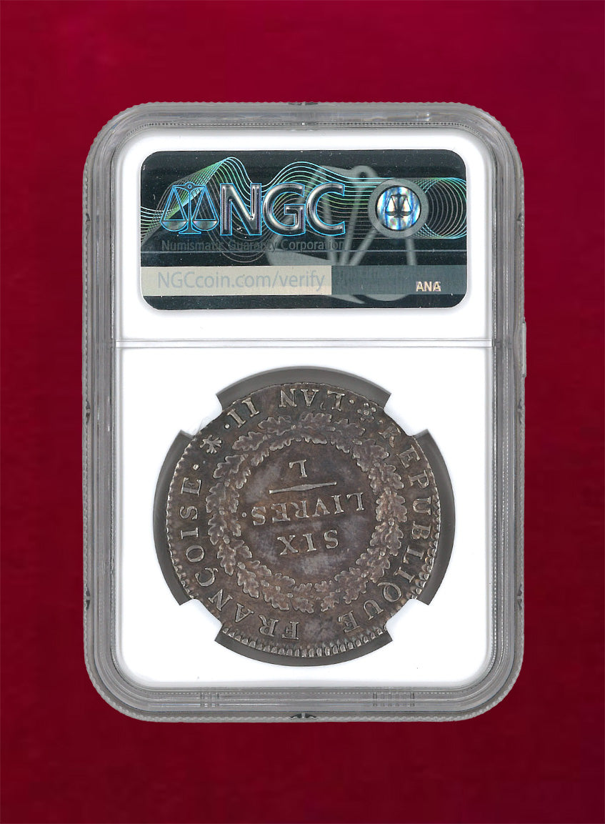 [France] 6 livre silver coin 1793L NGC AU58 [B-0000014]