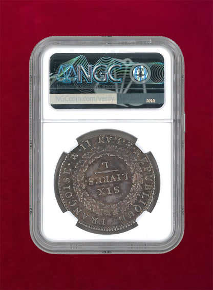 [France] 6 livre silver coin 1793L NGC AU58 [B-0000014]