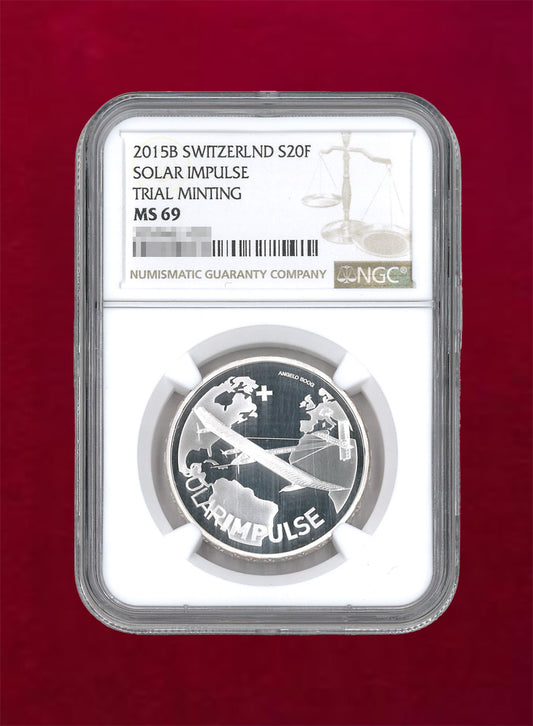 [Switzerland] 20 Swiss Franc Silver Coin 2015B SOLAR IMPULSE TRIAL MINTING NGC MS69 [B-0000020]