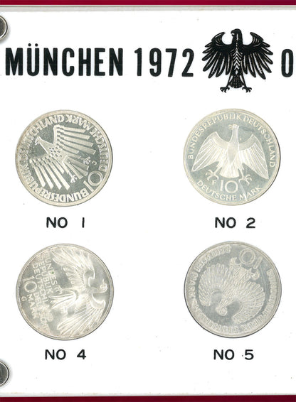 [West Germany] Munich Olympic Games commemorative silver coin set of 6 1972 [C-0000045]