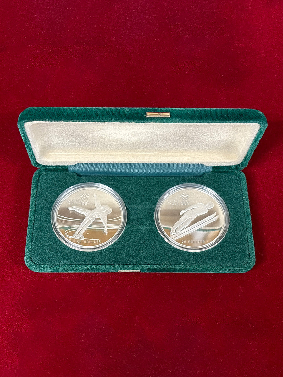 [Canada] Calgary Olympic Games commemorative silver coin set of 2 1987 [C-0000019]