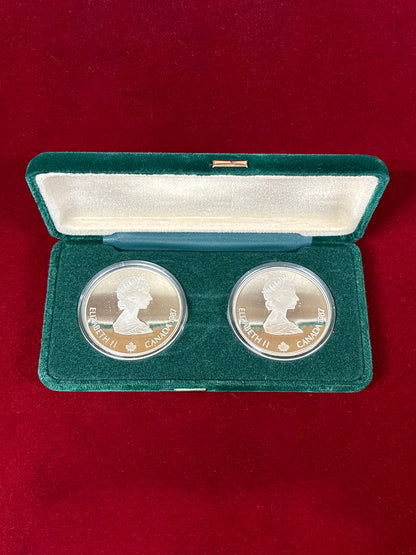 [Canada] Calgary Olympic Games commemorative silver coin set of 2 1987 [C-0000019]