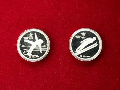 [Canada] Calgary Olympic Games commemorative silver coin set of 2 1987 [C-0000019]