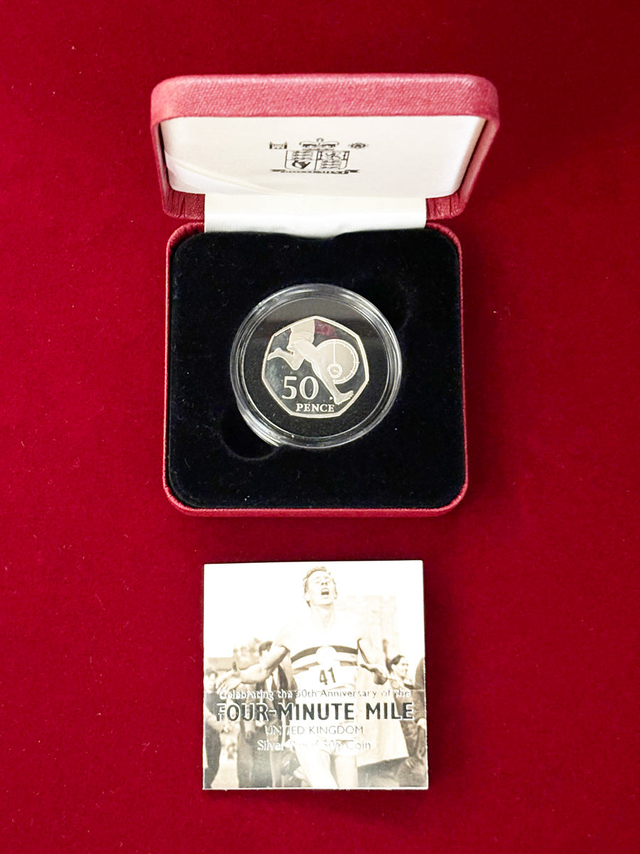 [UK] 50th Anniversary of Breaking the 4 Minute Mile Race 50 Pence 2004 Proof [C-0000033]