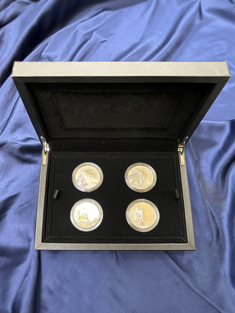 [United Kingdom] PORTRAIT OF BRITAIN 5 pound silver coin proof set of 4 2014 [C-0000044]