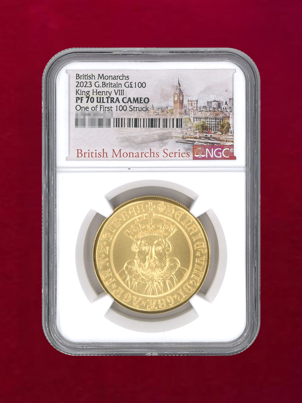 [UK] 100 Pound Gold Coin 2023 British Monarchs King Henry VIII NGC PF70 ULTRA CAMEO [A-0000015]