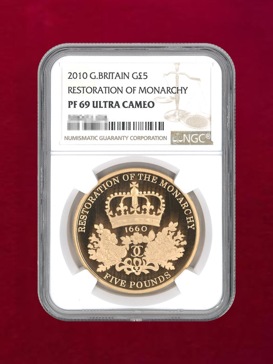 [UK] 5 pound gold coin 2010 RESTRATION OF MONARCHY NGC PF69 ULTRA CAMEO [A-0000016]