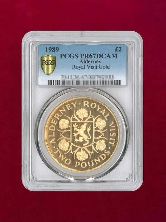 [Alderney] 2 pound gold coin 1989 Royal Visit Gold PCGS PR67DCAM [A-0000017]