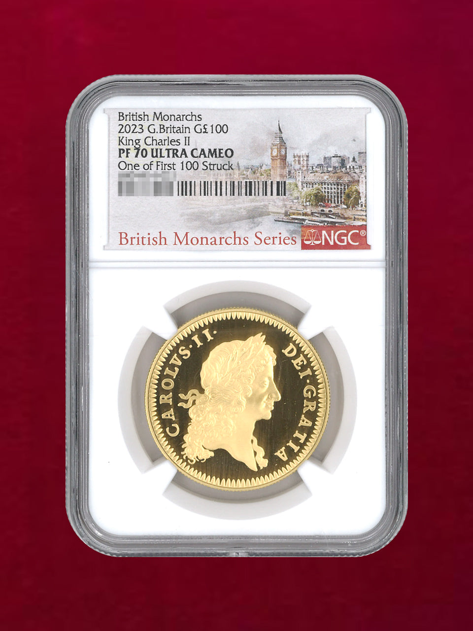 [UK] 100 Pound Gold Coin 2023 British Monarchs King Charles II NGC PF70 ULTRA CAMEO [A-0000018]