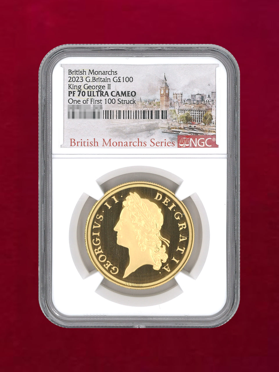 [UK] 100 Pound Gold Coin 2023 British Monarchs King George II NGC PF70 ULTRA CAMEO [A-0000022]