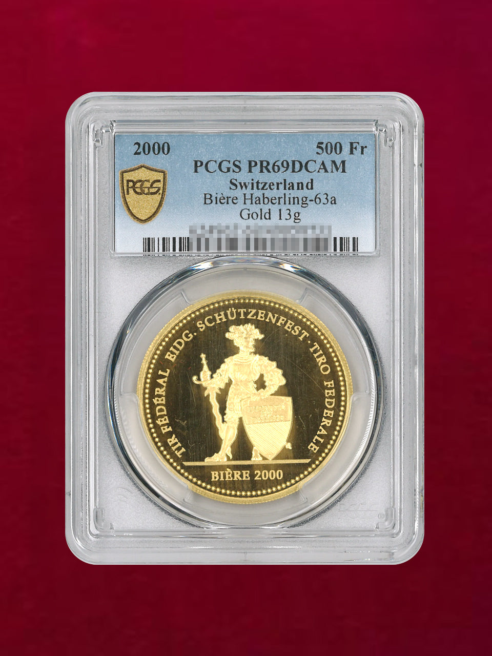 [Switzerland] 500 Swiss Franc Gold Coin 2000 Shooting Festival Bere PCGS PR69DCAM [A-0000027]