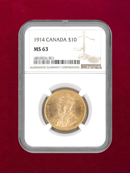 [Canada] 10 dollar gold coin 1914 NGC MS63 [A-0000038]