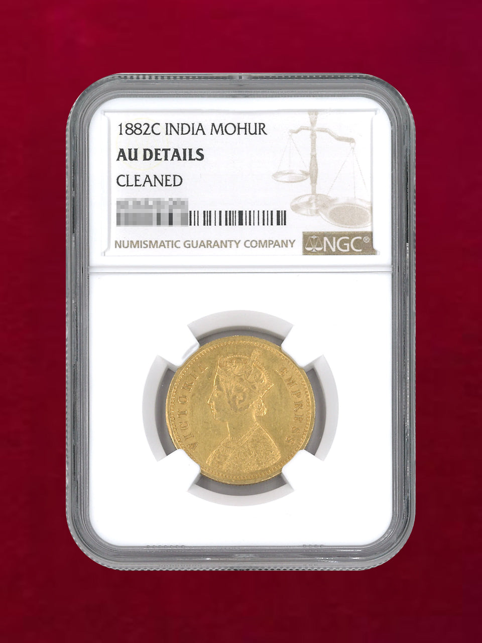 [British India] Mohar Gold Coin 1882C NGC AU DETAILS CLEANED [A-0000039]