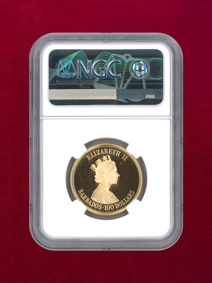 [Barbados] 100 dollar gold coin 1989FM PARLIAMENT ANNIVERSARY NGC PF69 ULTRA CAMEO [A-0000040]