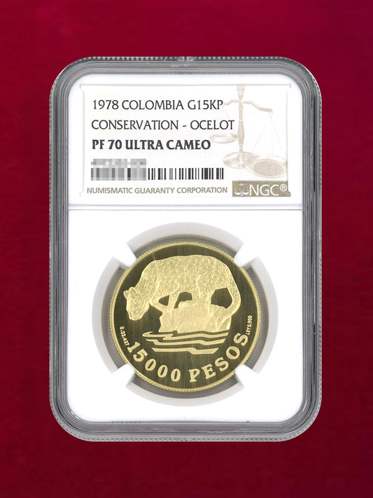 [Colombia] 1500 Peso Gold Coin 1978 CONSEVERTION - OCELOT NGC PF70 ULTRA CAMEO [A-0000041]