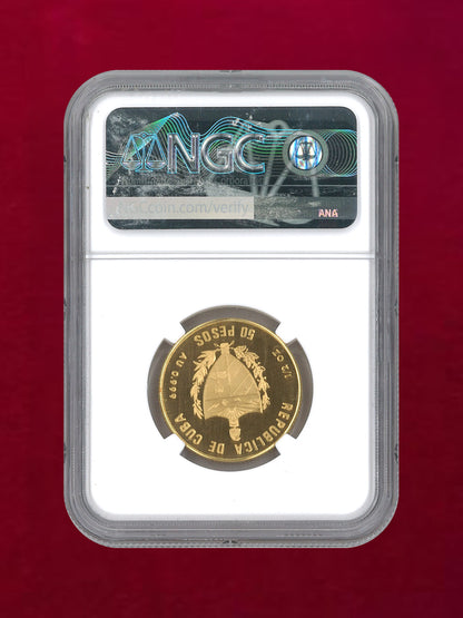 [Cuba] 50 Peso Gold Coin 1990 PIEFORT SIMON BOLIVAR NGC PF67 ULTRA CAMEO [A-0000046]