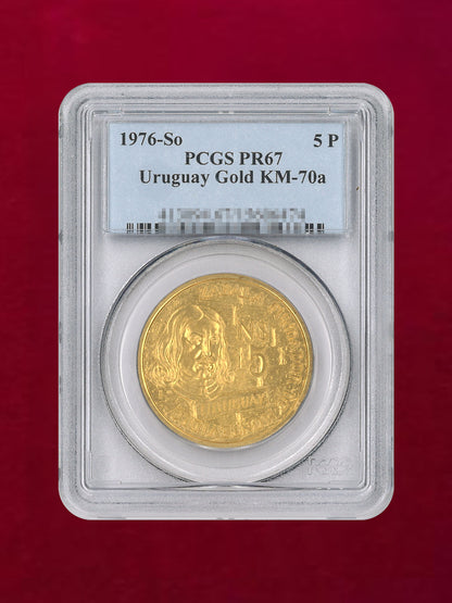 [Uruguay] 5 peso gold coin 1976-So PCGS PR67 [A-0000050]