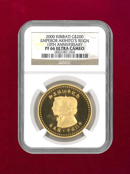 [Kiribati] 200 dollar gold coin 2000 AKIHITO'S REIGN 10TH ANNIVERSARY NGC PF 66 ULTRA CAMEO [A-0000053]