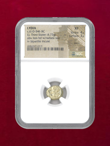 【リディア王国】c.610-546BC EL Third Stater(4.73g) NGC XF 4/5 3/5 marks［A-0000062］