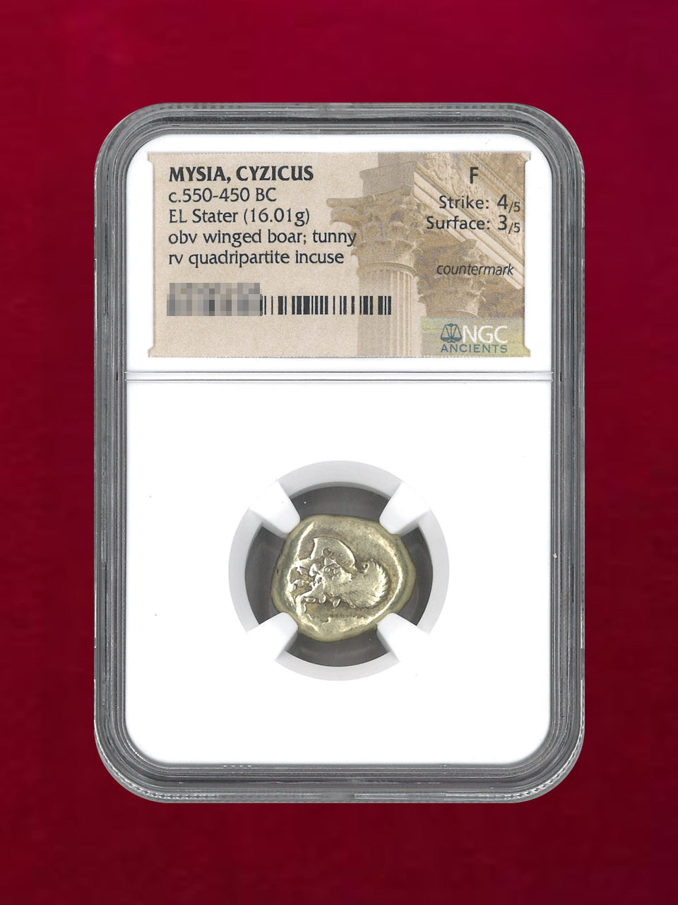 [Misia Kyzikos] c.550-450BC EL Stater (16.01g) NGC F 4/5 3/5 countermark [A-0000078]