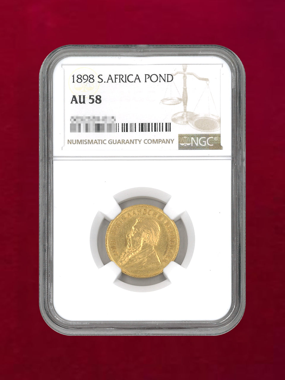 【南アフリカ】ポンド 金貨 1898 NGC AU 58［A-0000081］