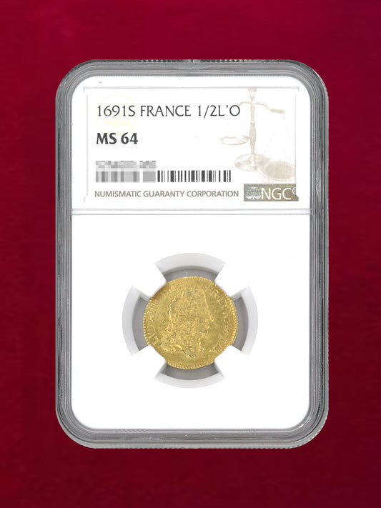 [France] 1/2 Louis d'Or gold coin 1691S NGC MS 64 [A-0000086]