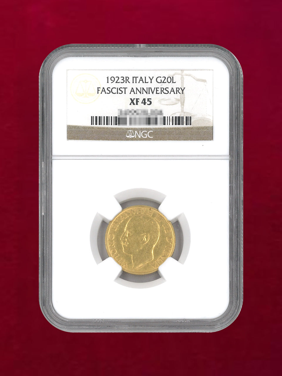 [Italy] 20 Lira Gold Coin FASCIST ANNVERSARY 1923R NGC XF 45 [A-0000093]