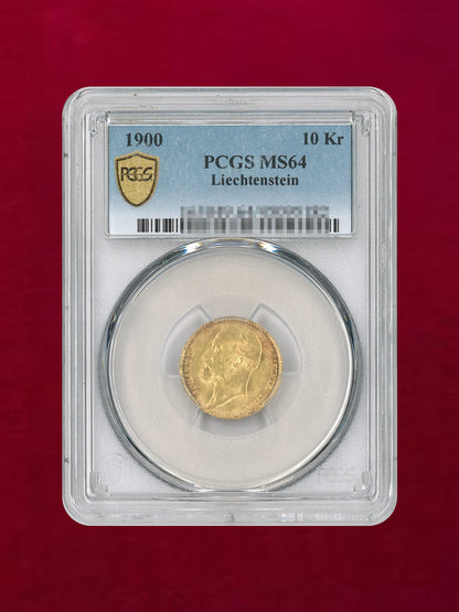 【リヒテンシュタイン】10クローネ金貨 1900 PCGS MS64［A-0000094］