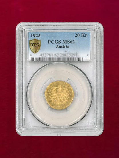 【オーストリア】20クローネ 金貨 1923 PCGS MS62［A-0000107］