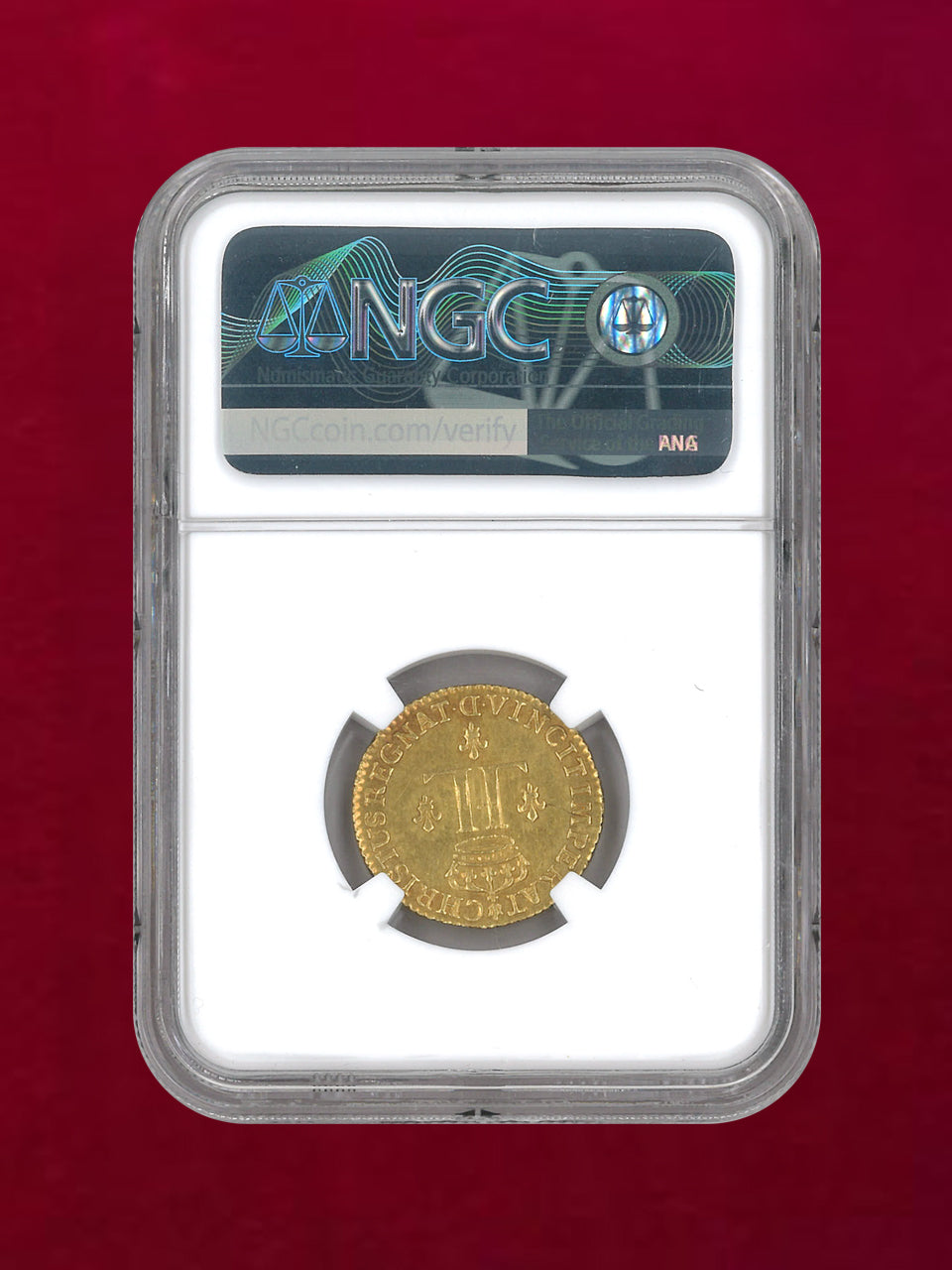 【フランス】1/2L'O 金貨 1723D NGC UNC DETAILS BENT, CLEANED ［A-0000108］