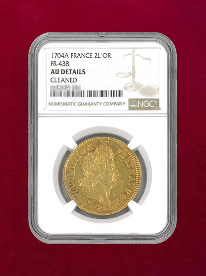 【フランス】2L'OR 金貨 1704A NGC AU DETAILS CLEANED［A-0000109］