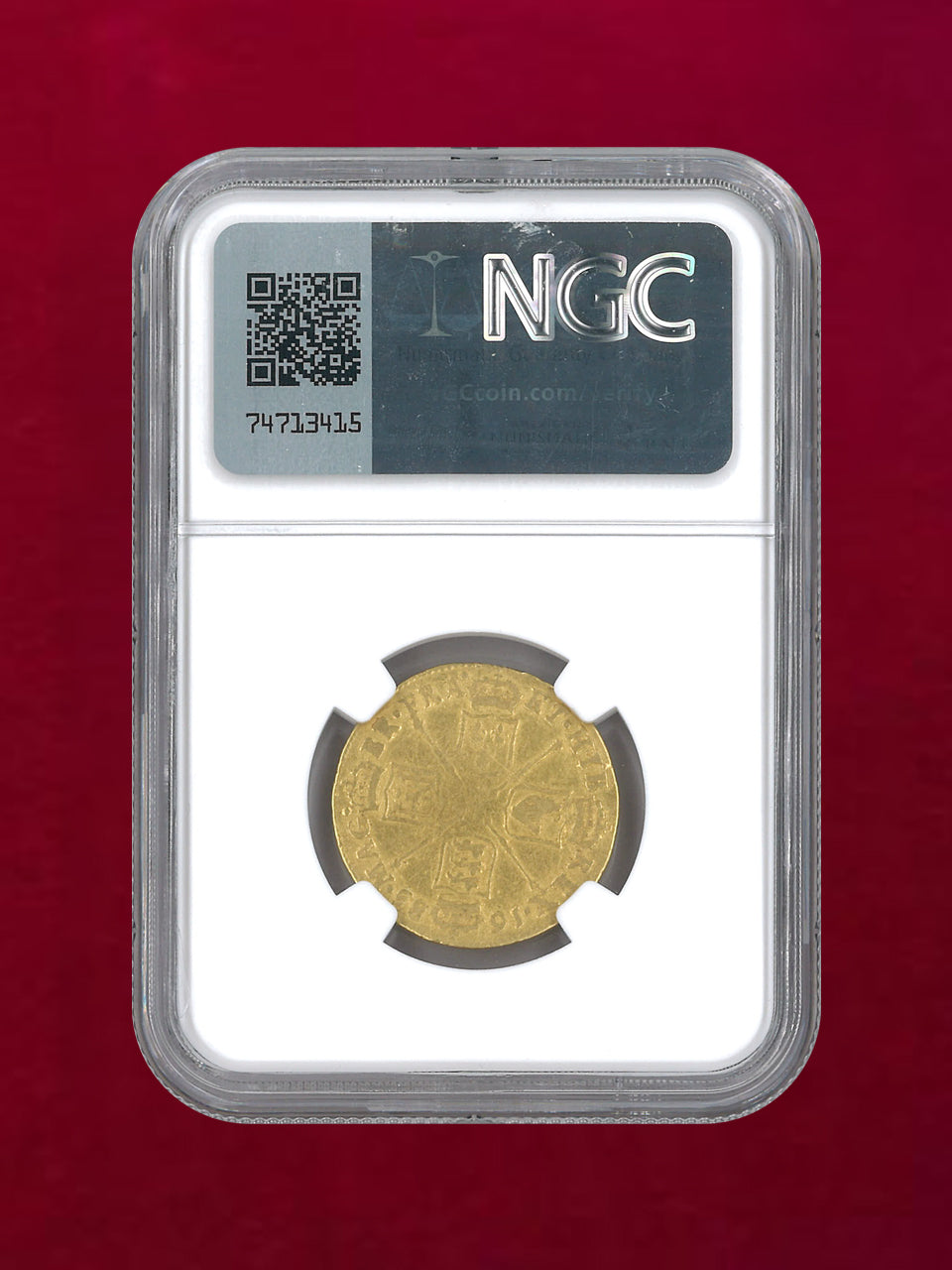 イギリス】ギニー 金貨 JAMES II 1685 NGC FINE DETAILS GRAFFITI［A